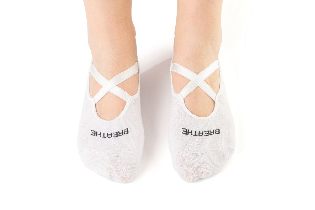 Non-Slip Cotton Pilates & Yoga Grip Sock - Soft White